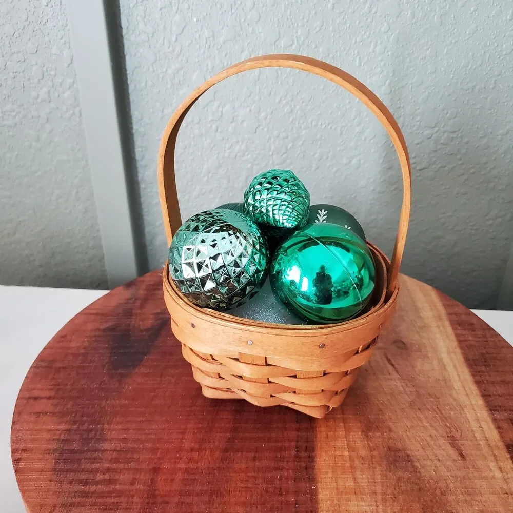 Longaberger 1993 Inaugural Basket Protector & 6 Christmas Holiday Ornaments